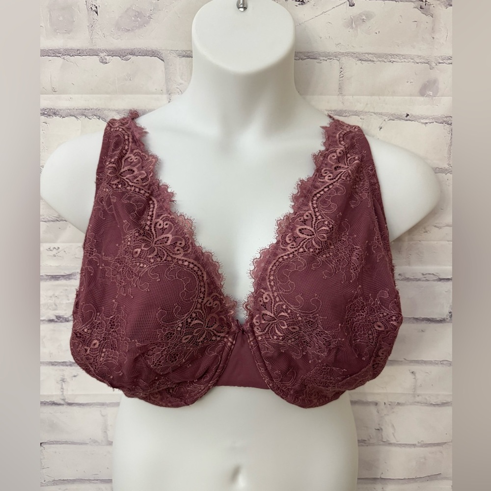 Cacique Bra Size 40I Unlined Full Coverage‎ Underwire Lace Sexy Girly Mauve